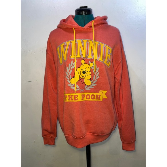 Disney Tops - Disney Winnie the Pooh Cozy Graphic Hoodie Coral Pink Varsity Sweatshirt Women S
